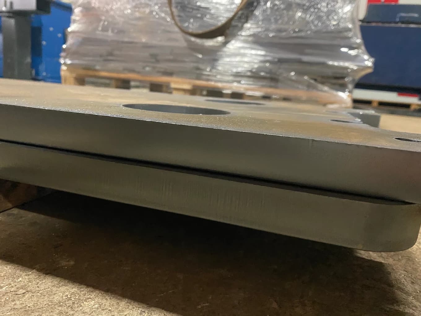 Parts cut from heavy plate, showing the cut edge