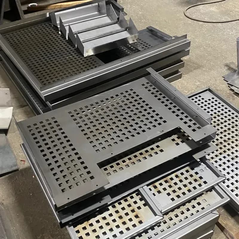 Bent thin sheet enclosure bodies and covers with square perforations