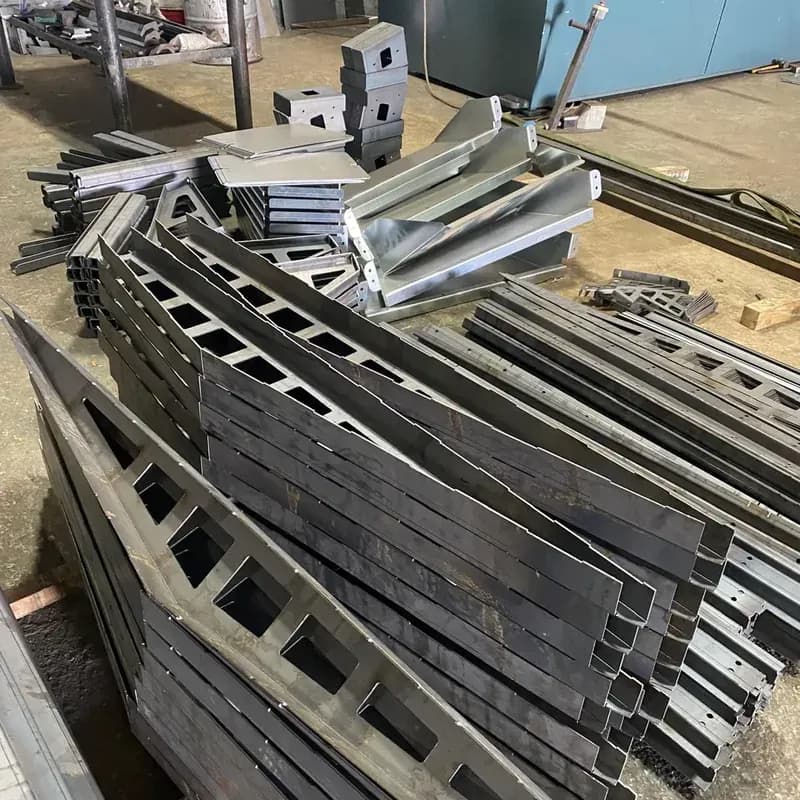 Bent long trailer profiles stacked on pallets